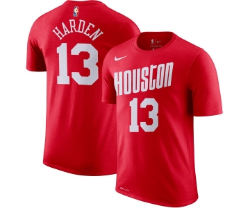 Houston Rockets #13 James Harden Nike Hardwood Classic Name & Number T-Shirt Red