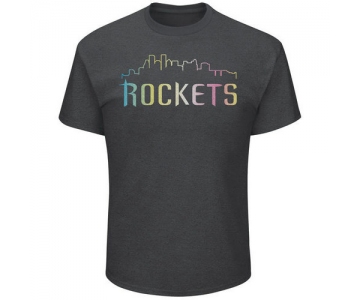 Houston Rockets Majestic Heather Charcoal Tek Patch Color Reflective Skyline T-Shirt