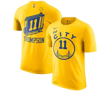 Golden State Warriors #11 Klay Thompson Nike Hardwood Classic Name & Number T-Shirt Gold
