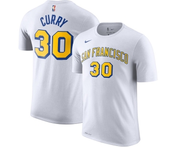 Golden State Warriors #30 Stephen Curry Nike Hardwood Classic Name & Number T-Shirt White