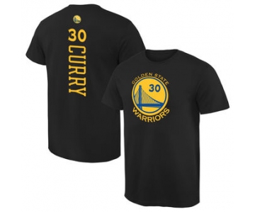 Men's Golden State Warriors 30 Stephen Curry Black Backer T-Shirt