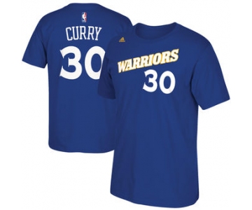 Men's Golden State Warriors 30 Stephen Curry adidas Royal Stretch Crossover Name & Number T-Shirt