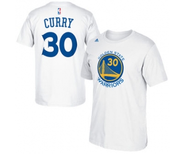 Mens Golden State Warriors 30 Stephen Curry adidas White Net Number T-Shirt