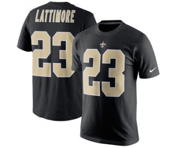 Men's New Orleans Saints 23 Marshon Lattimore Black Nike Player Pride Name & Number T-Shirt