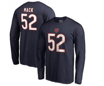 Men's Chicago Bears 52 Khalil Mack NFL Pro Line by Fanatics Branded Navy Authentic Stack Name & Number Long Sleeve T-Shirt