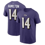 Men's Baltimore Ravens #14 Kyle Hamilton 2022 Purple Name & Number T-Shirt