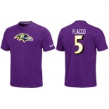 Nike Baltimore Ravens 5 Flacco Name & Number T-Shirt- Purple