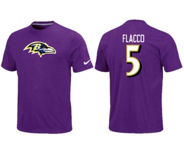 Nike Baltimore Ravens 5 Flacco Name & Number T-Shirt- Purple