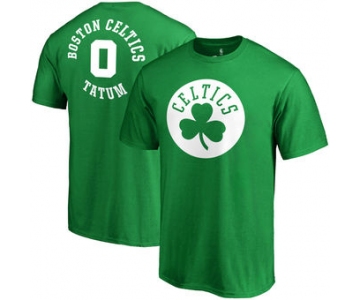 Men's Boston Celtics 0 Jayson Tatum Fanatics Branded Kelly Green Round About Name & Number T-Shirt