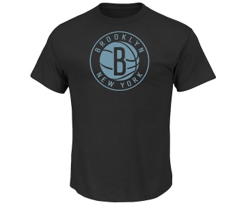 Men's Brooklyn Nets Majestic Black Reflective Tek Patch T-Shirt