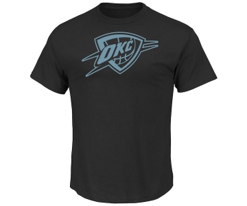 Men's Oklahoma City Thunder Majestic Black Tek Patch Reflective T-Shirt