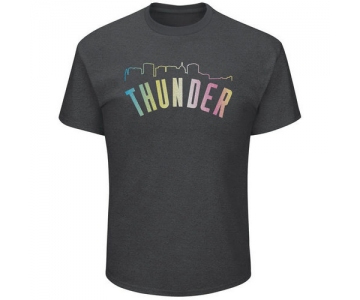 Oklahoma City Thunder Majestic Heather Charcoal Tek Patch Color Reflective Skyline T-Shirt