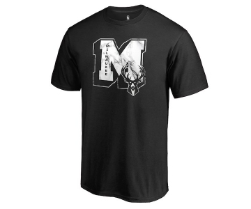 Men's Milwaukee Bucks Fanatics Branded Black Letterman T-Shirt