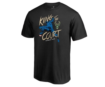 Men's Milwaukee Bucks Fanatics Branded Black Marvel Black Panther King of the Court T-Shirt