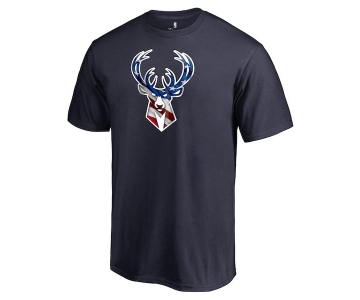 Men's Milwaukee Bucks Fanatics Branded Navy Personalized Name and Number Banner Wave T-Shirt