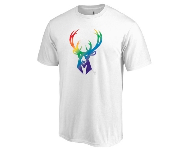 Men's Milwaukee Bucks White Fanatics Branded Team Pride V-Neck T-Shirt