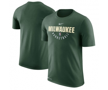 Milwaukee Bucks Hunter Green Practice Performance Nike T-Shirt