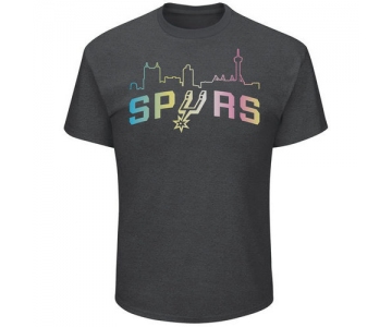 San Antonio Spurs Majestic Heather Charcoal Tek Patch Color Reflective Skyline T-Shirt