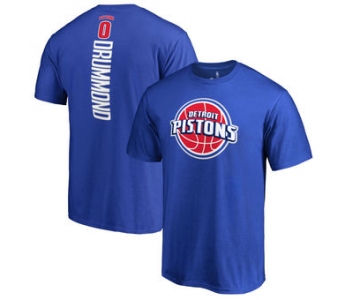 Men's Detroit Pistons 0 Andre Drummond Blue Backer Name & Number T-Shirt