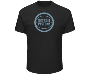 Men's Detroit Pistons Majestic Black Tek Patch Reflective T-Shirt