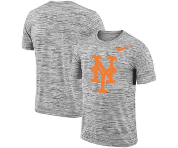 New York Mets Nike Heathered Black Sideline Legend Velocity Travel Performance T-Shirt