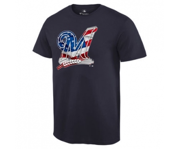 Men's Milwaukee Brewers Navy Banner Wave T Shirt