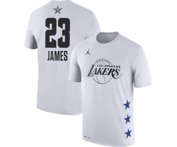 Jordan Men's 2019 NBA All-Star Game #23 LeBron James Dri-FIT White T-Shirt