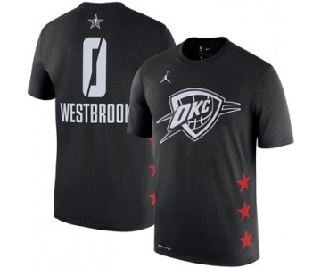 Oklahoma City Thunder 0 Russell Westbrook Jordan Brand 2019 NBA All-Star Game Name & Number T-Shirt Black