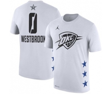 Oklahoma City Thunder 0 Russell Westbrook Jordan Brand 2019 NBA All-Star Game Name & Number T-Shirt Whhite