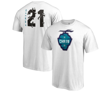 Philadelphia 76ers 21 Joel Embiid Fanatics Branded 2019 NBA All-Star Game The Buzz Side Sweep Name & Number T-Shirt White