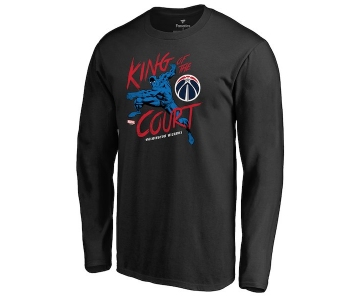 Men's Washington Wizards Fanatics Branded Black Marvel Black Panther King of the Court Long Sleeve T-Shirt