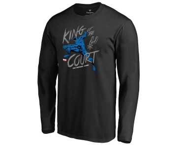 Men's San Antonio Spurs Fanatics Branded Black Marvel Black Panther King of the Court Long Sleeve T-Shirt