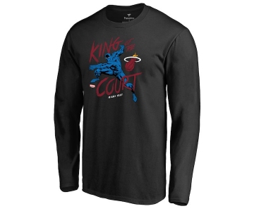 Men's Miami Heat Fanatics Branded Black Marvel Black Panther King of the Court Long Sleeve T-Shirt