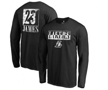 Men's Los Angeles Lakers 23 LeBron James Fanatics Branded Black Yin & Yang Name & Number Long Sleeve T-Shirt