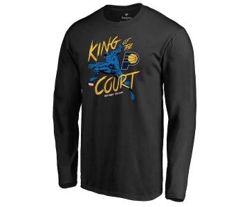 Men's Indiana Pacers Fanatics Branded Black Marvel Black Panther King of the Court Long Sleeve T-Shirt