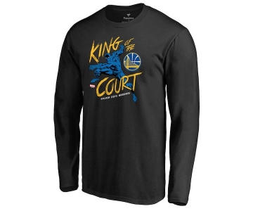 Men's Golden State Warriors Fanatics Branded Black Marvel Black Panther King of the Court Long Sleeve T-Shirt