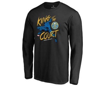 Men's Denver Nuggets Fanatics Branded Black Marvel Black Panther King of the Court Long Sleeve T-Shirt