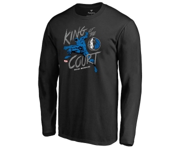 Men's Dallas Mavericks Fanatics Branded Black Marvel Black Panther King of the Court Long Sleeve T-Shirt