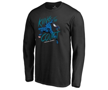 Men's Charlotte Hornets Fanatics Branded Black Marvel Black Panther King of the Court Long Sleeve T-Shirt