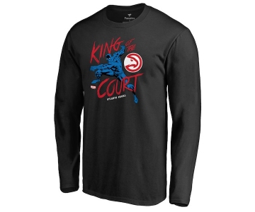 Men's Atlanta Hawks Fanatics Branded Black Marvel Black Panther King of the Court Long Sleeve T-Shirt