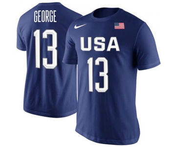 Team USA 13 Paul George Basketball Nike Rio Replica Name & Number T-Shirt Royal