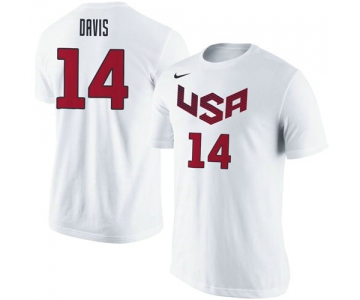 Team USA 14 Anthony Davis Basketball Nike Name & Number T-Shirt White
