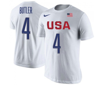 Team USA 4 Jimmy Butler Basketball Nike Rio Replica Name & Number T-Shirt White