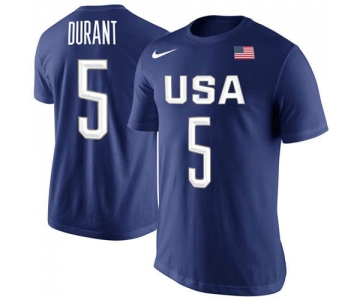 Team USA 5 Kevin Durant Basketball Nike Rio Replica Name & Number T-Shirt Royal
