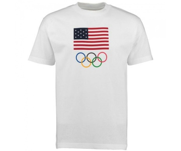 Team USA Olympics Flag Five Rings T-Shirt White