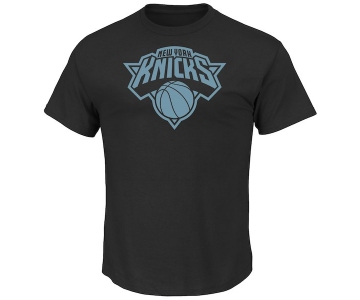 Men's New York Knicks Majestic Black Tek Patch Reflective T-Shirt