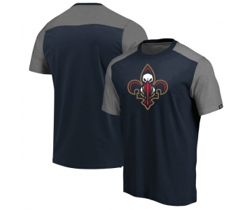 New Orleans Pelicans Iconic Blocked T-Shirt - NavyHeathered Gray