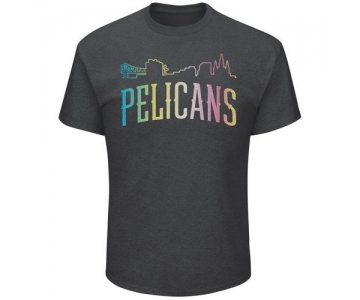 New Orleans Pelicans Majestic Heather Charcoal Tek Patch Color Reflective Skyline T-Shirt