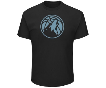 Men's Minnesota Timberwolves Majestic Black Tek Patch Reflective T-Shirt