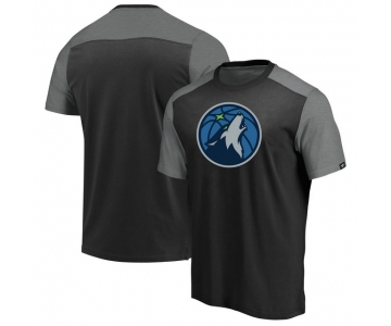 Minnesota Timberwolves Iconic Blocked T-Shirt - BlackHeathered Gray